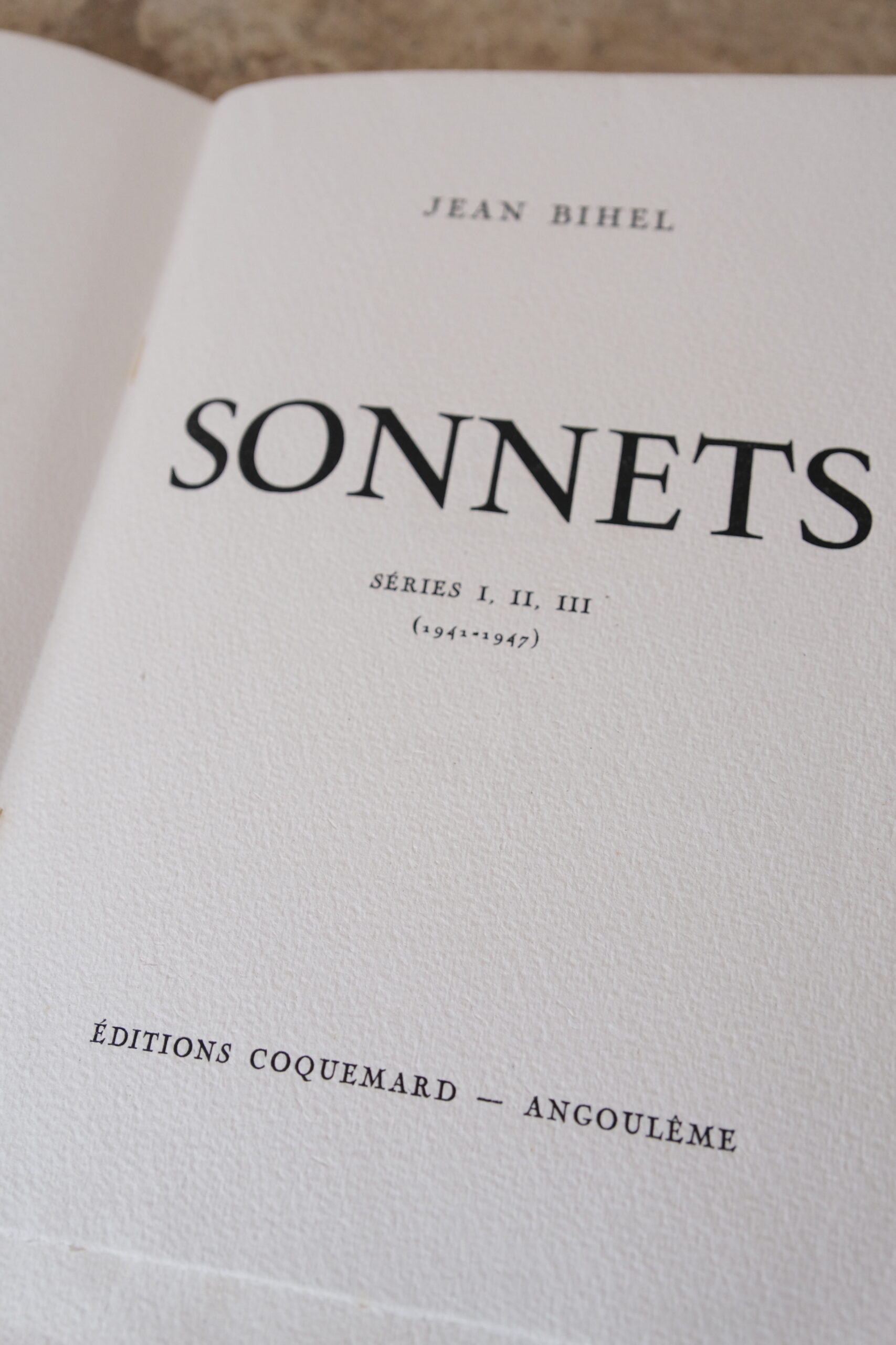 BIHEL (Jean), Sonnets.
Angoulême , éditions Coquemard, 1947. – Image 6