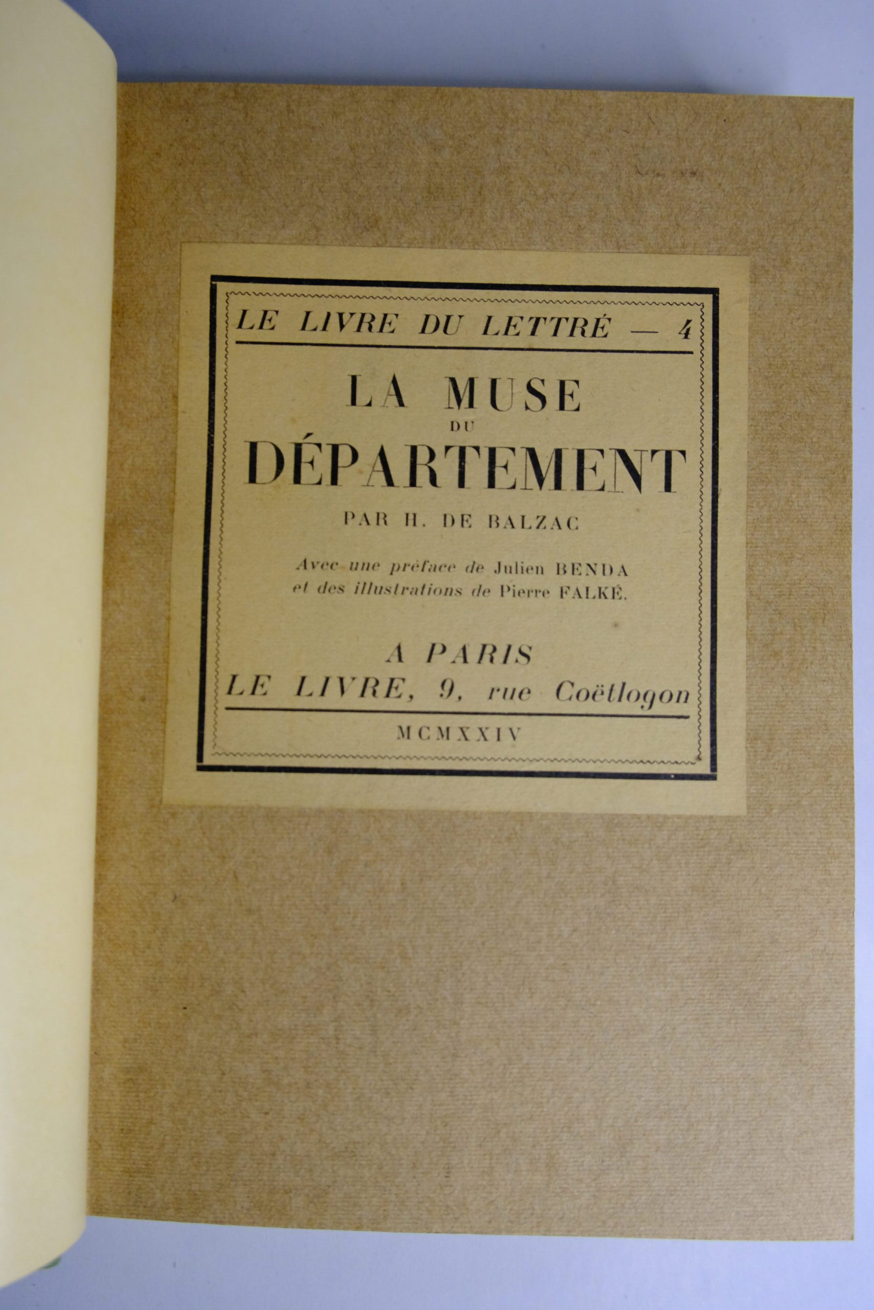 BALZAC (Honoré de), La Muse du Département. Paris, Le Livre, 1924. – Image 5