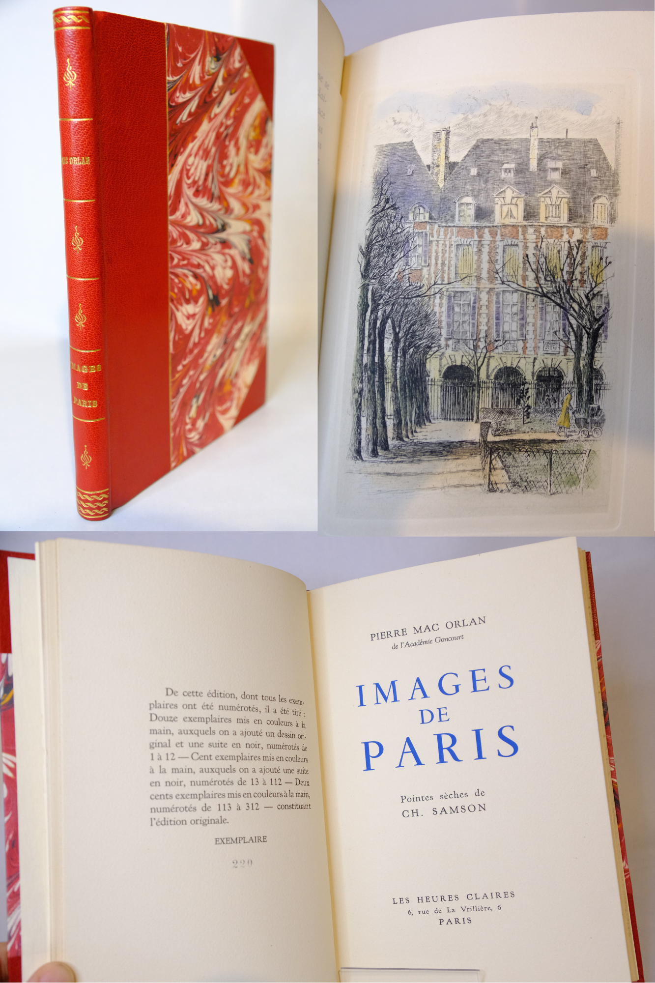 MAC ORLAN Pierre, Images de Paris.
Paris, Les heures claires, 1951. Edition originale