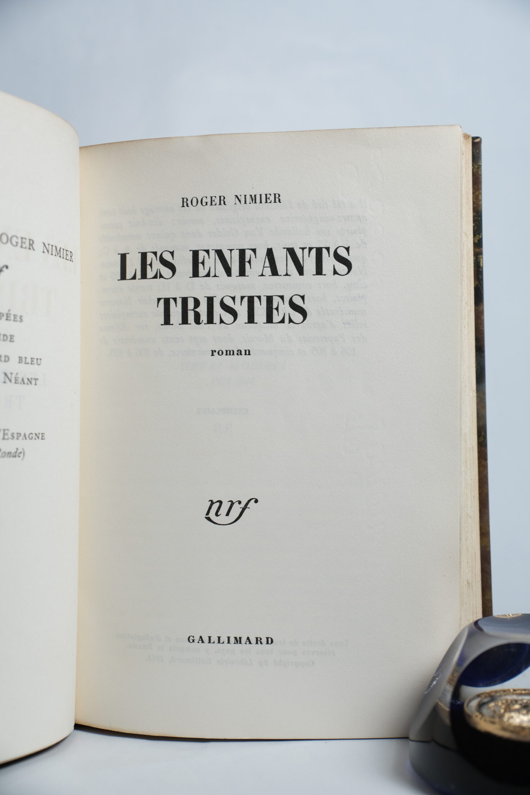 NIMIER (Roger), Les Enfants Tristes. Paris, Gallimard, 1951. – Image 7