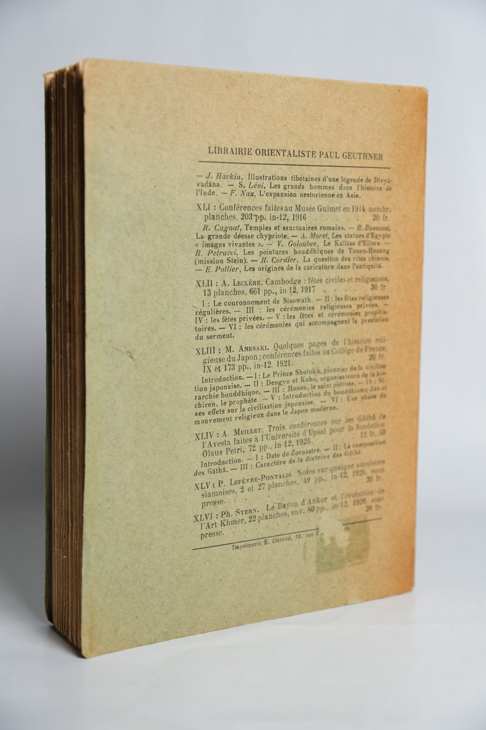 ANESAKI (Masaharu), Quelques pages de l’Histoire Religieuse du Japon. Paris, Librairie Orientaliste P. Geuthner, 1921. – Image 5