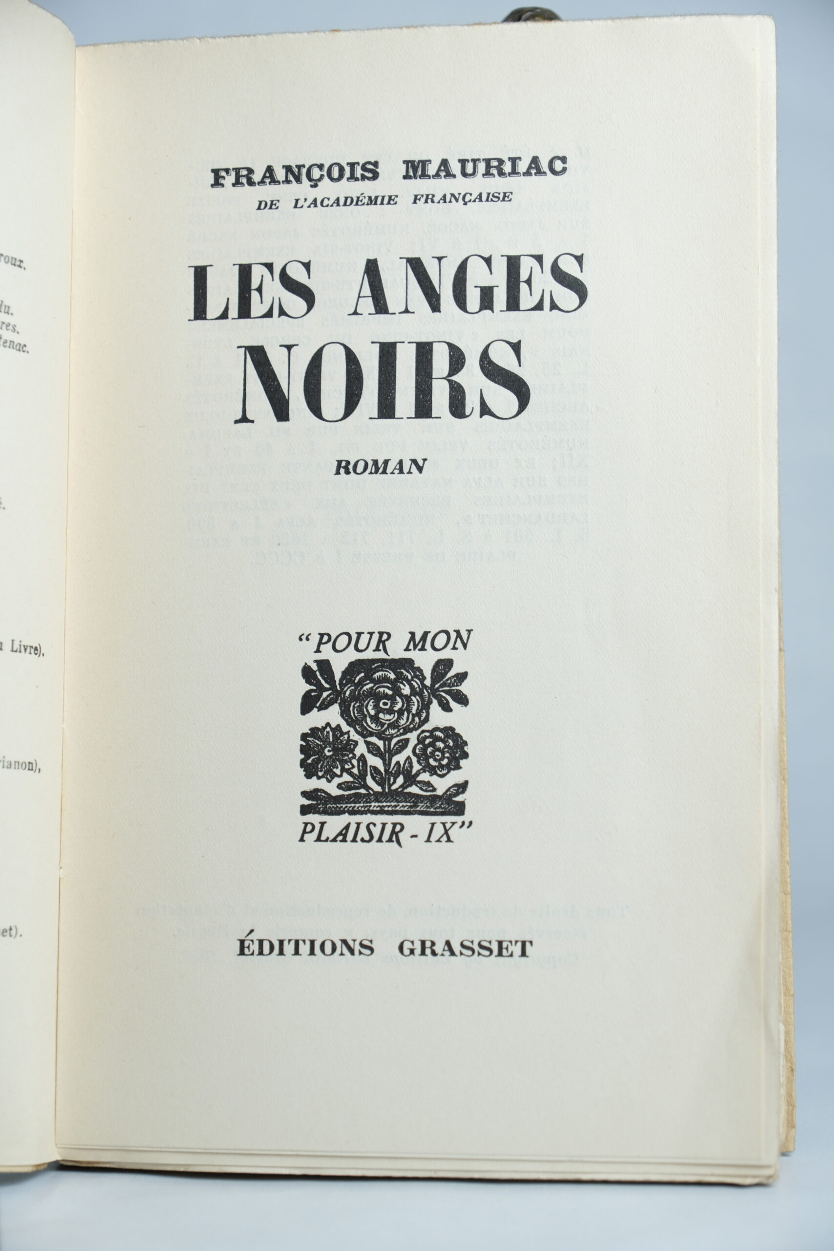 MAURIAC (François), Les anges noirs. Paris, Grasset, 1936. – Image 2
