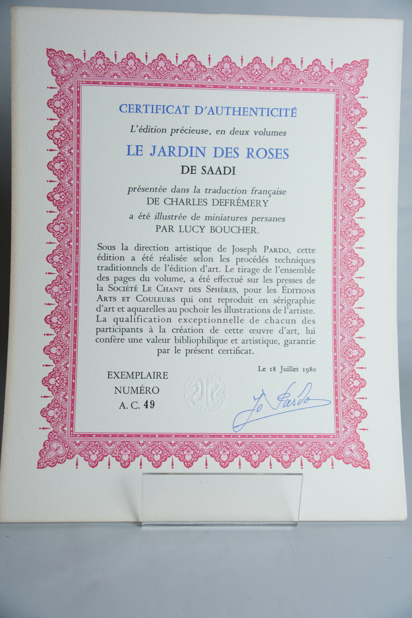 SAADI, Le Jardin des Roses. Monte-Carlo, Arts et Couleurs, 1980. – Image 9